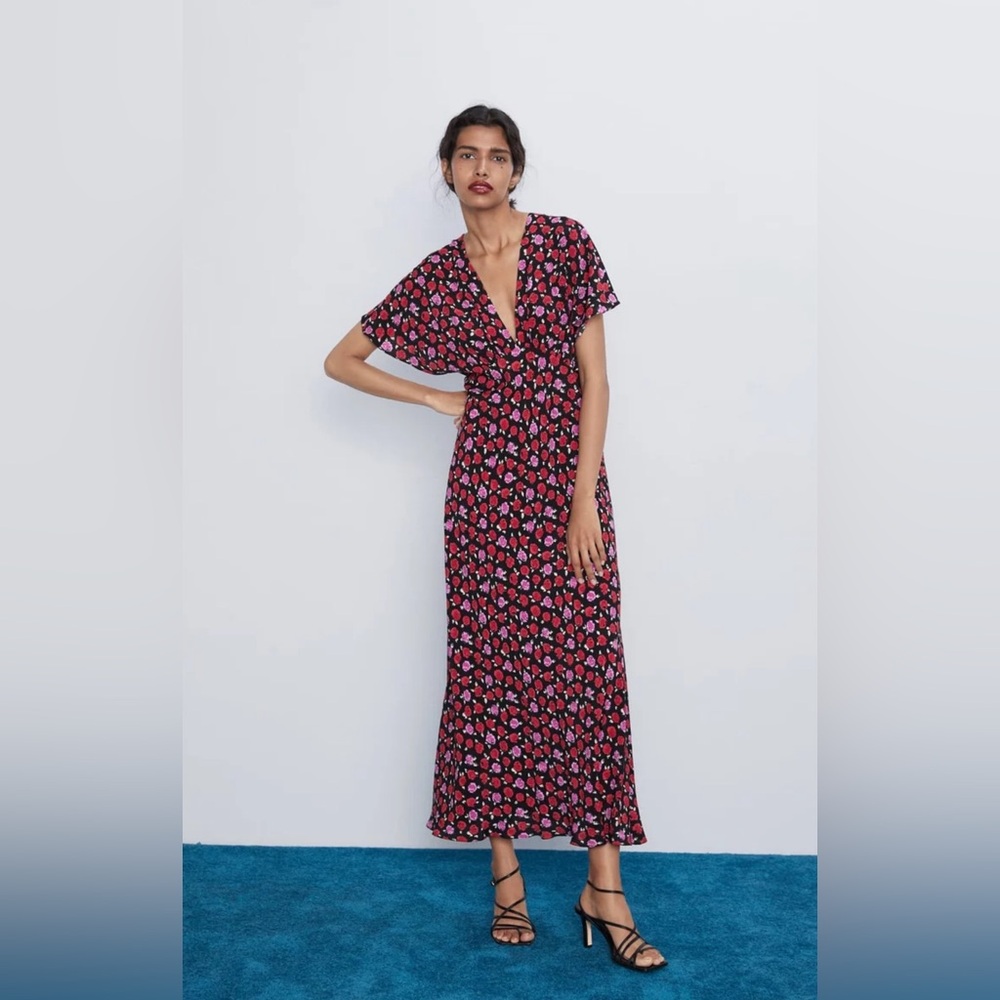 Zara Floral Print Maxi Dress, Size Small